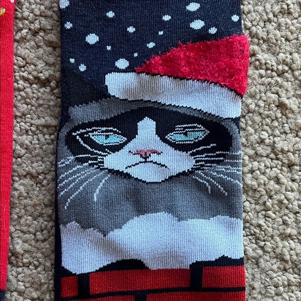 2 pr Festive Christmas Cat and Tree Socks